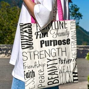 Stylish Pink and White Tote Bag